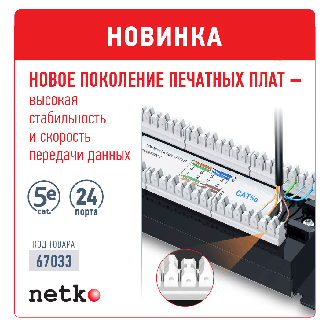 Новинка! Патч-панель 24 порта кат. 5е с платами нового поколения